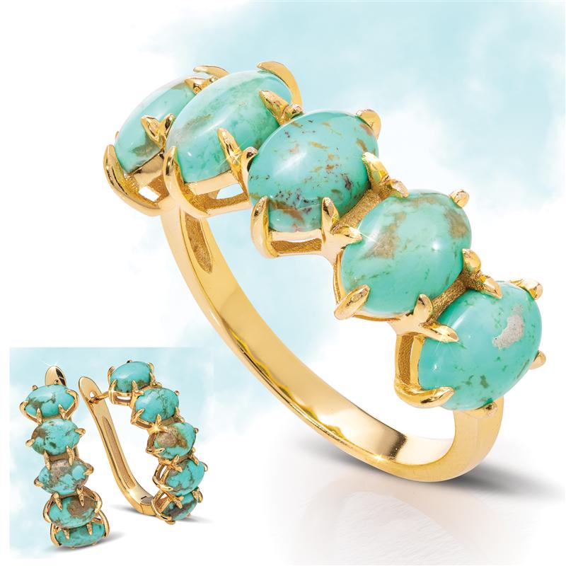 Kingman Turquoise Sovereignty Ring and Earrings